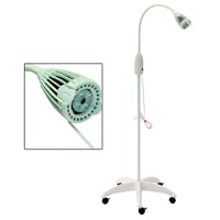 Candeeiro LED para cirurgia menor: flexo multiposicional, LED 10W e peana de PVC branco